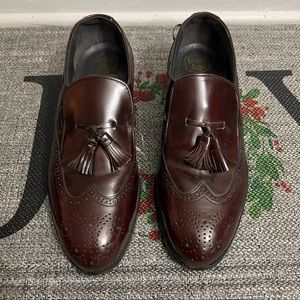 Bostonian Men’s Burgundy Leather Wingtip Oxford Steel Toe Shoes